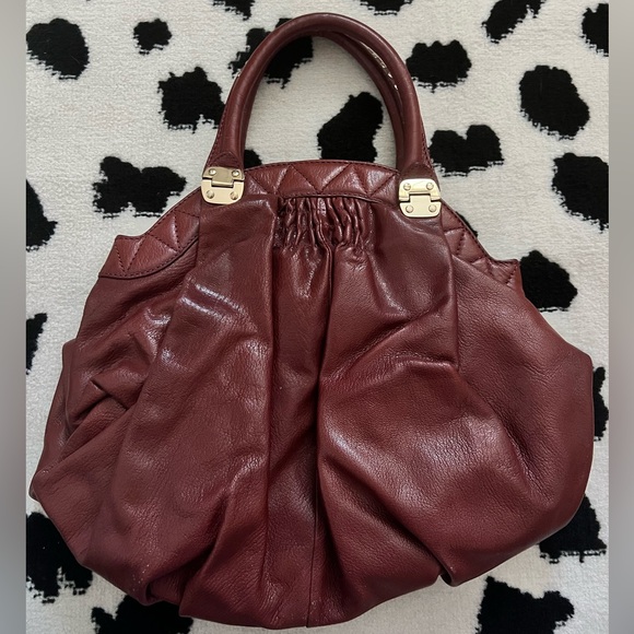 Elliott Lucca | Brown Leather Hobo Bag with Nailhead Detail - Picture 1 of 6